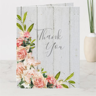 Carte De Remerciements Aquarelle rousse rustique Floral Vintage Wedding