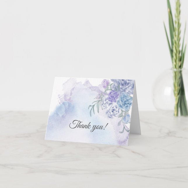 Carte De Remerciements Aquarelle Rustique bleu roux (Devant)