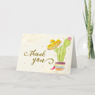 Carte De Remerciements Aquarelle rustique Cactus Taco 'Bout A Baby shower