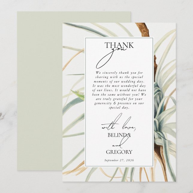 Carte De Remerciements Aquarelle Rustique Neutral Boho Mariage botanique (Devant / Derrière)