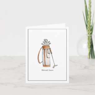 Carte De Remerciements Aquarelle Sac de golf Golfer Plié
