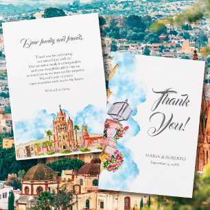 Carte De Remerciements Aquarelle San Miguel de Allende Mariage rustique
