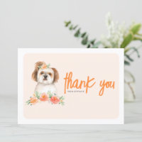 Aquarelle Shih Tzu et Fleurs de Pêche Anniversaire