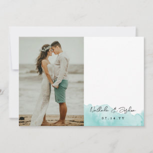 Carte De Remerciements Aquarelle Signature Script Mariage photo