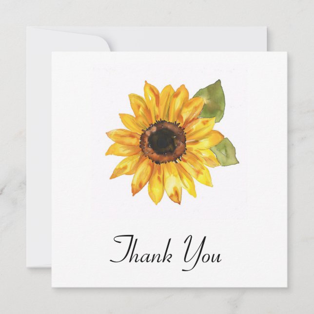 Carte De Remerciements Aquarelle simple de tournesol (Devant)