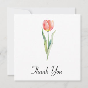 Carte De Remerciements Aquarelle simple de Tulipe rose