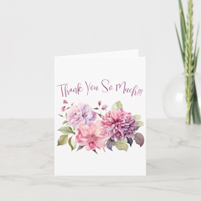 Carte De Remerciements Aquarelle simple et élégante Florale (Devant)