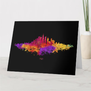 Carte De Remerciements Aquarelle Skyline de Chicago en blanc
