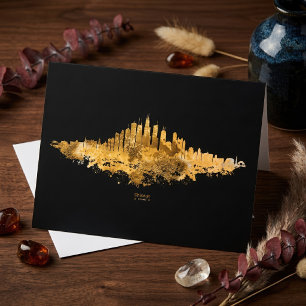 Carte De Remerciements Aquarelle Skyline de Chicago en orange