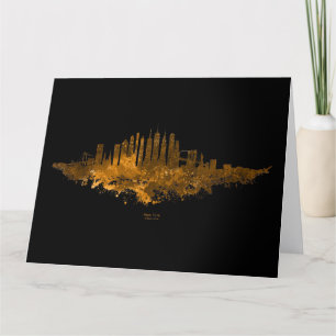 Carte De Remerciements Aquarelle Skyline de New York en orange