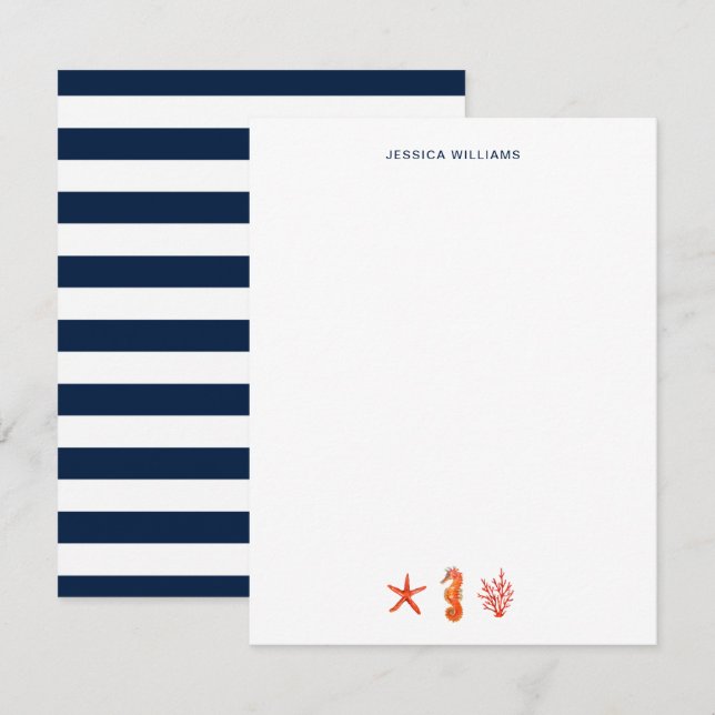 Carte De Remerciements Aquarelle Starfish nautique simple Personnalisé (Devant / Derrière)