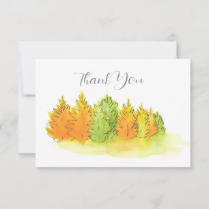 Carte De Remerciements Aquarelle, Stylo et Encre Arbres d'automne