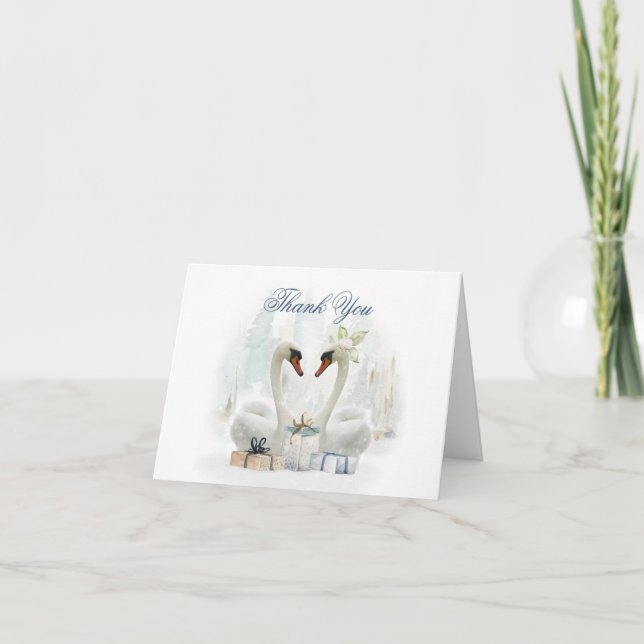 Carte De Remerciements Aquarelle Swons avec cadeaux (Devant)