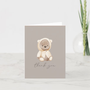 Carte De Remerciements Aquarelle Teddy Bear Jaune Brown neutre 