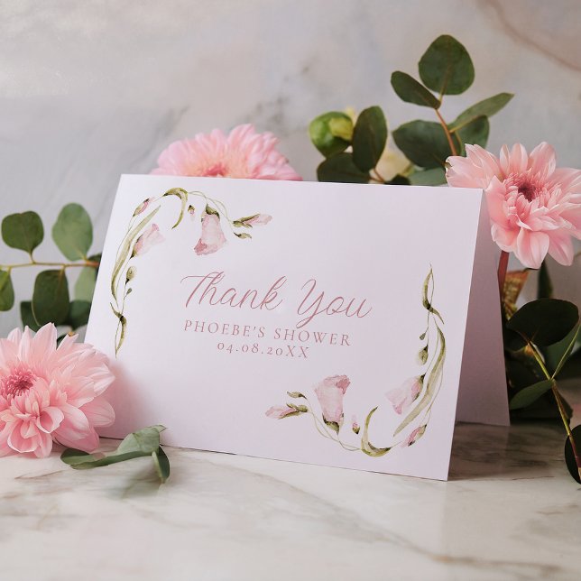 Carte De Remerciements Aquarelle transparente Fête des mariées florale pl (Créateur téléchargé)