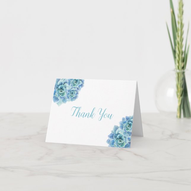 Carte De Remerciements Aquarelle turquoise Florale pliée (Devant)