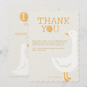 Carte De Remerciements Aquarelle Une oie soie Fleur sauvage 1er anniversa