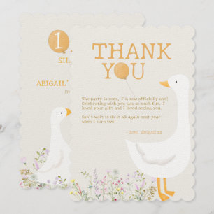 Carte De Remerciements Aquarelle Une oie soie Fleur sauvage 1er anniversa
