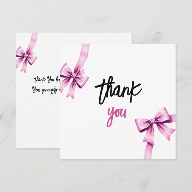 Carte De Remerciements Aquarelle Vaches roses Coquette Sweet 16 Anniversa (Devant / Derrière)