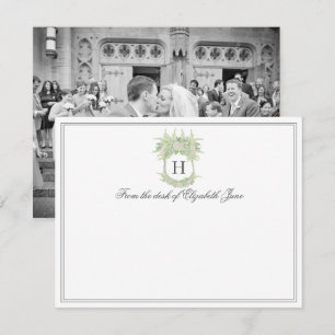 Carte De Remerciements Aquarelle vert et blanc Hydrangea Crest Photo