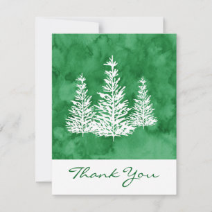 Carte De Remerciements Aquarelle verte à trois pins Abstraite
