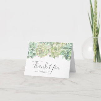 Carte De Remerciements Aquarelle verte botanique Mariage de succulents