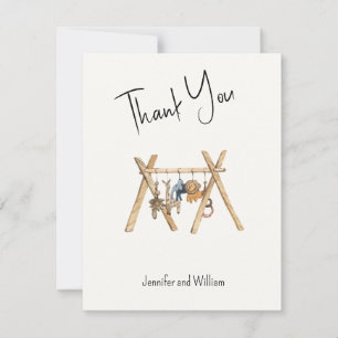 Carte De Remerciements Aquarelle vintage Baby shower de gym pour bébé ani
