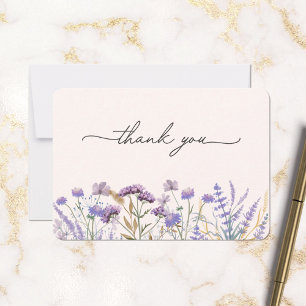 Carte De Remerciements Aquarelle violet Fleur sauvage Meadow