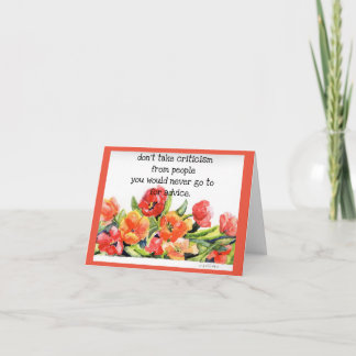 Carte De Remerciements aquarelle vive florale "ne prenez pas de critiques