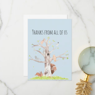 Carte De Remerciements Aquarelle Whimsical Animaux