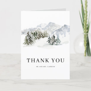 Carte De Remerciements Aquarelle Woodland Snowy Mariage de forêt d'hiver