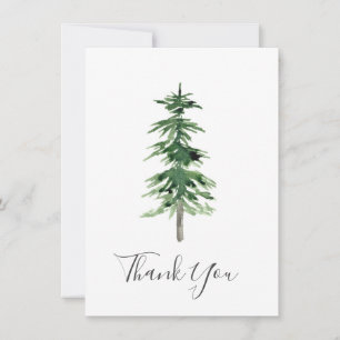Carte De Remerciements Arbre à pin aquarelle