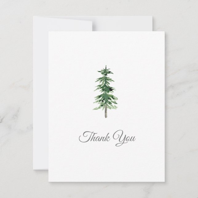 Carte De Remerciements Arbre à pin aquarelle (Devant)
