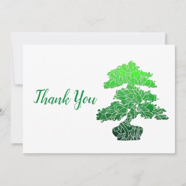 Carte De Remerciements Arbre Abstrait de bonsaï vert (Devant)