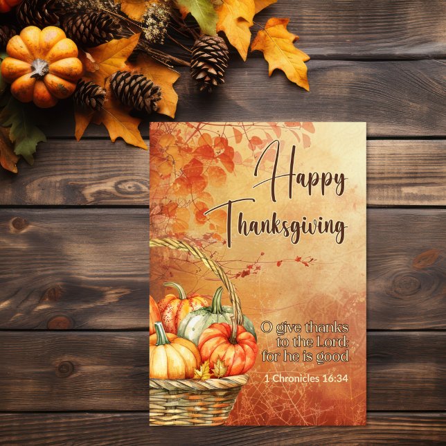 Carte De Remerciements Arbre d'automne 1 Chroniques 16:34 Bon thanksgivin (Autumnal Tree Bible Verse Thanksgiving Card)