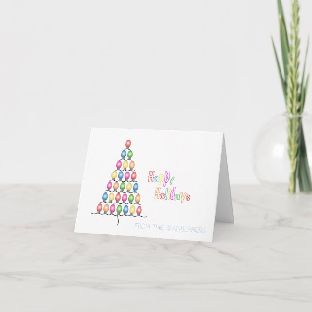 Carte De Remerciements Arbre de lumières de Noël personnalisé (Devant)
