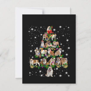 Carte De Remerciements Arbre De Noël De Chien-taureaux Couvert De Lampe D