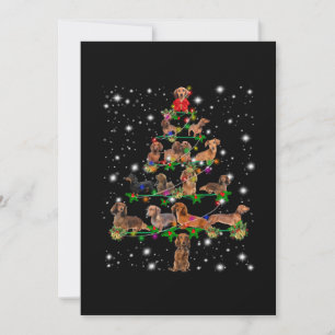 Carte De Remerciements Arbre De Noël De Dachshund Couvert De Lampe De Feu