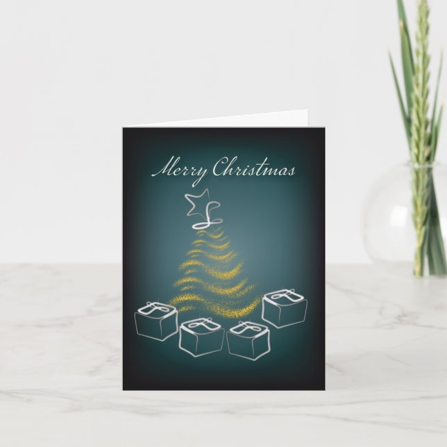 Carte De Remerciements Arbre de Noël et cadeaux, traditionnel moderne (Devant)
