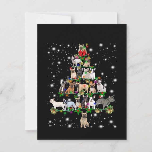Carte De Remerciements Arbre De Noël Français Taureau Couvert De Lampe De (Devant)