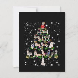 Carte De Remerciements Arbre De Noël Husky Couvert De Flamme De Feu