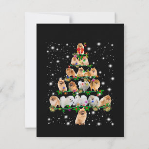 Carte De Remerciements Arbre De Noël Poméranien Couvert De Flamme De Feu