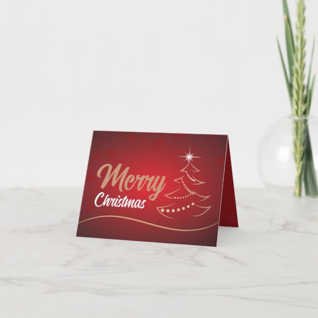 Carte De Remerciements Arbre de Noël rouge, client saisonnier (Devant)