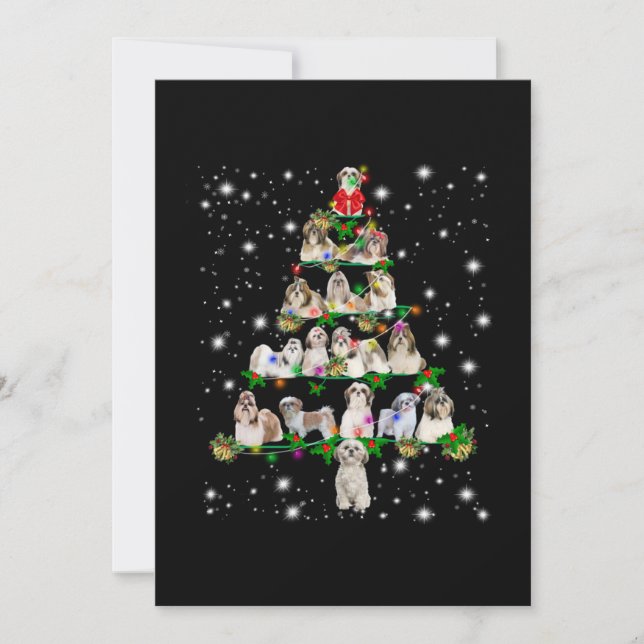 Carte De Remerciements Arbre De Noël Shih Tzu Couvert De Fashlight (Devant)