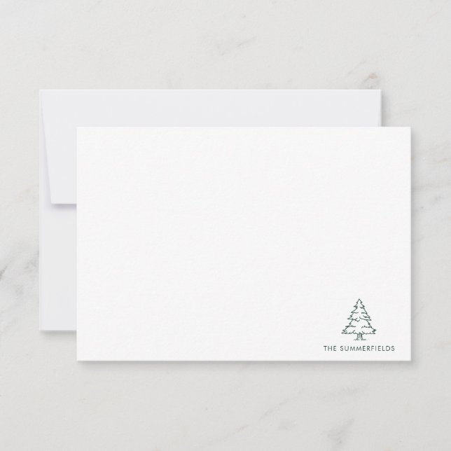 Carte De Remerciements Arbre de Noël Sketch Holiday Simple Custom (Devant)
