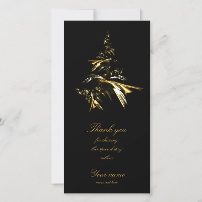 Carte De Remerciements Arbre de Noël sur Noir 001 (Devant)