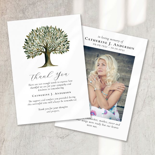 Carte De Remerciements Arbre de vie Photo Sympathy Funeral Memorial (Créateur téléchargé)