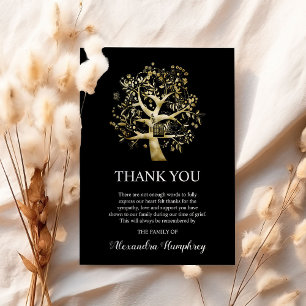 Carte De Remerciements Arbre d'or de la vie   Sympathy Funeral Grief