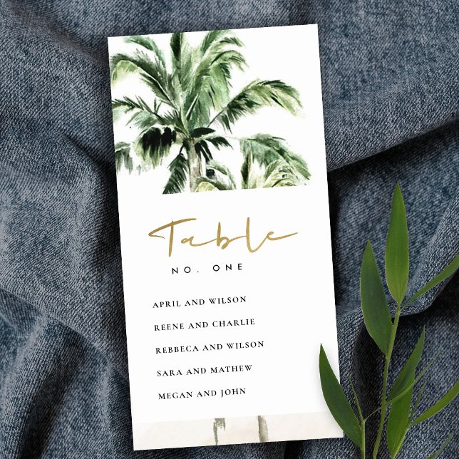 Carte De Remerciements Arbres à palmiers tropicaux Sièges Numéro du table (Créateur téléchargé)