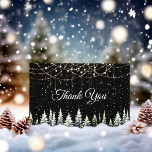 Carte De Remerciements Arbres de Noël argent parties scintillant éclairag